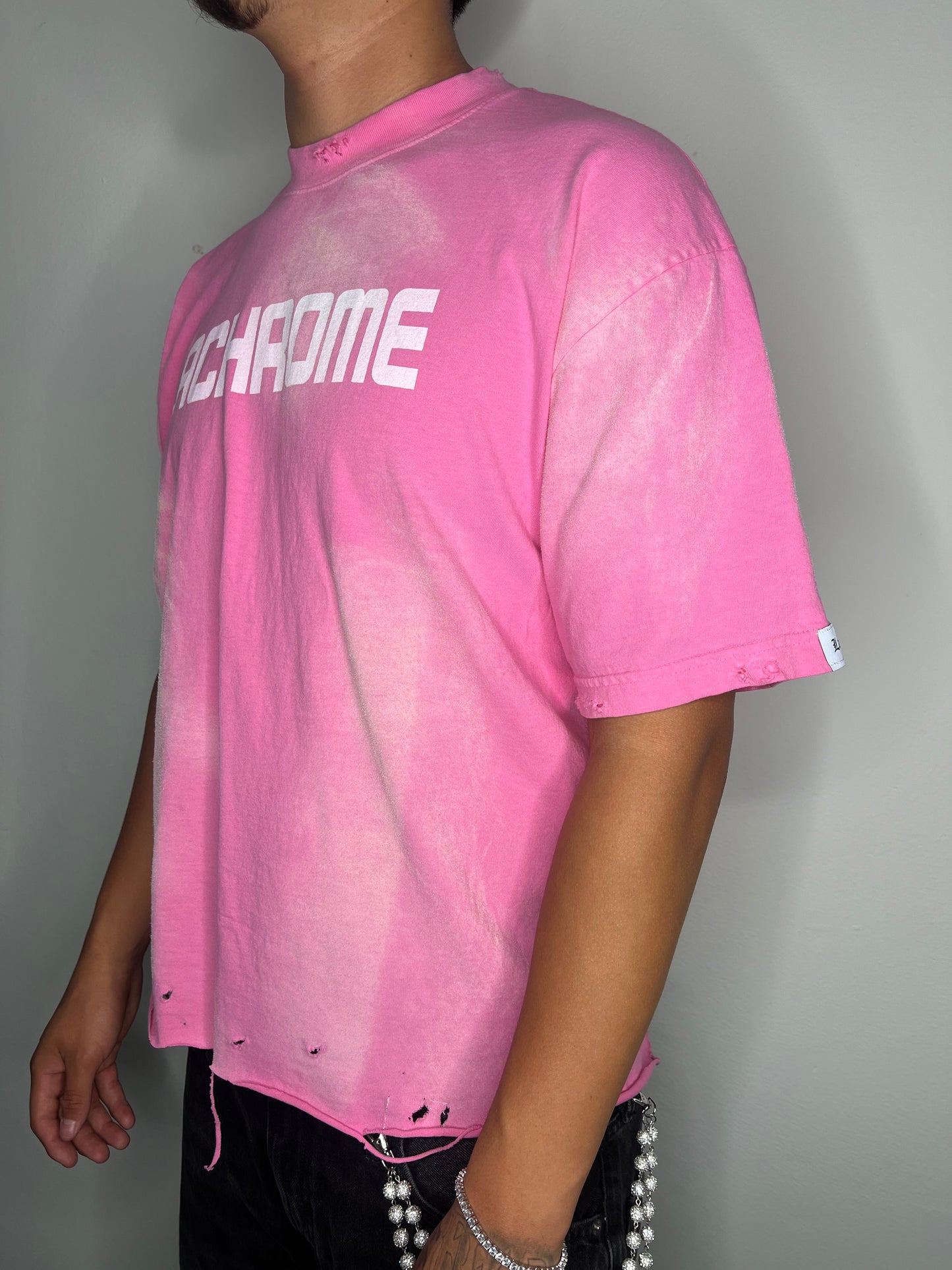 PINK LACHROME DISTRESSED TEE