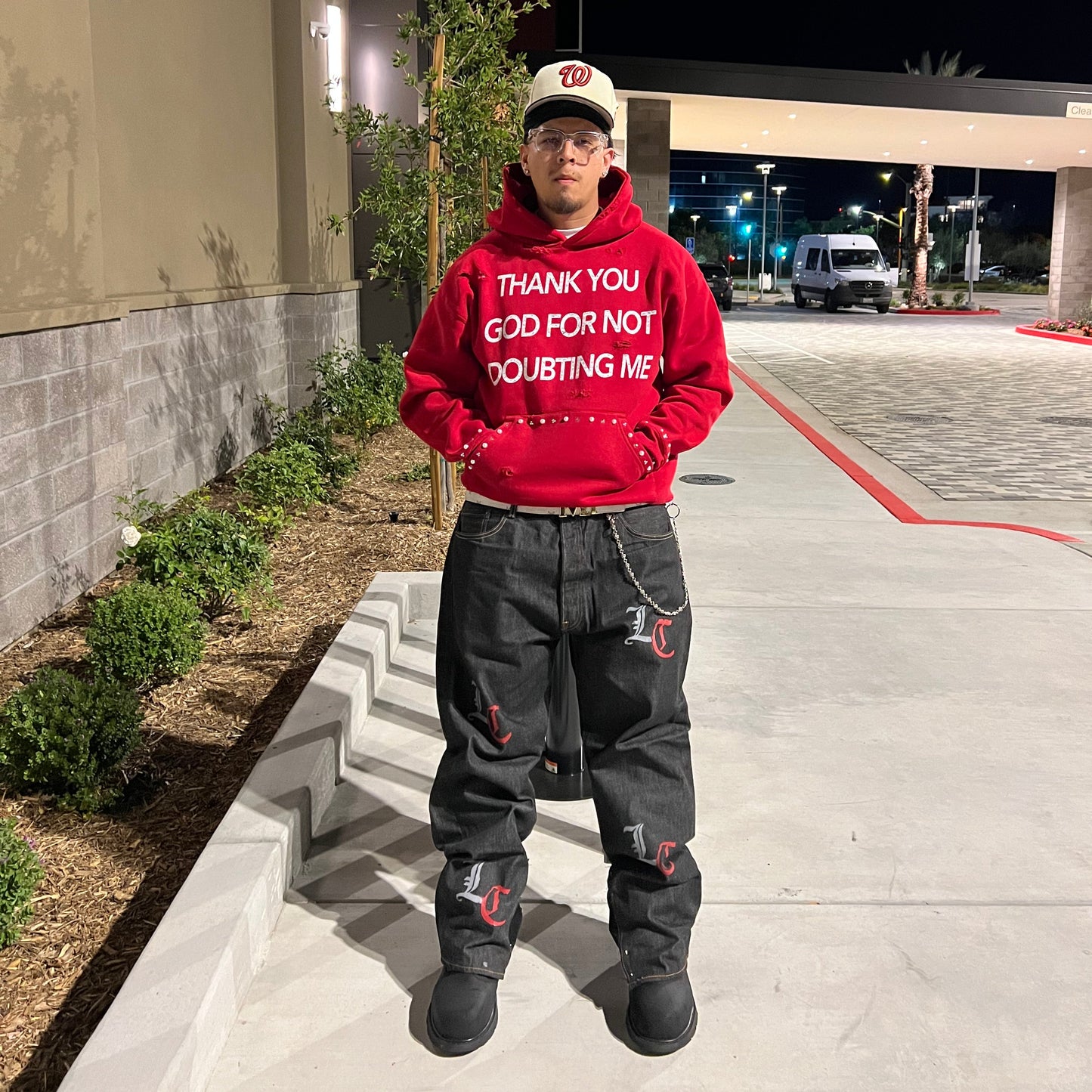 Red Thank You God Hoodie