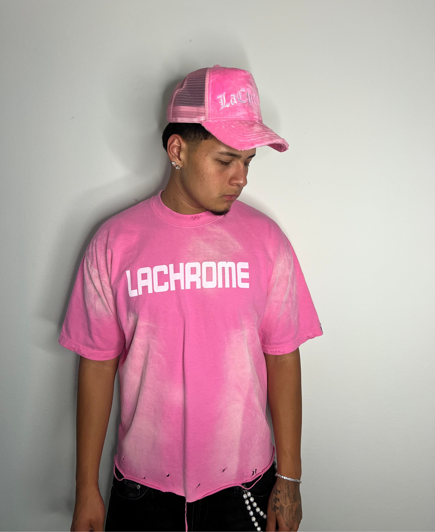PINK LACHROME DISTRESSED TEE
