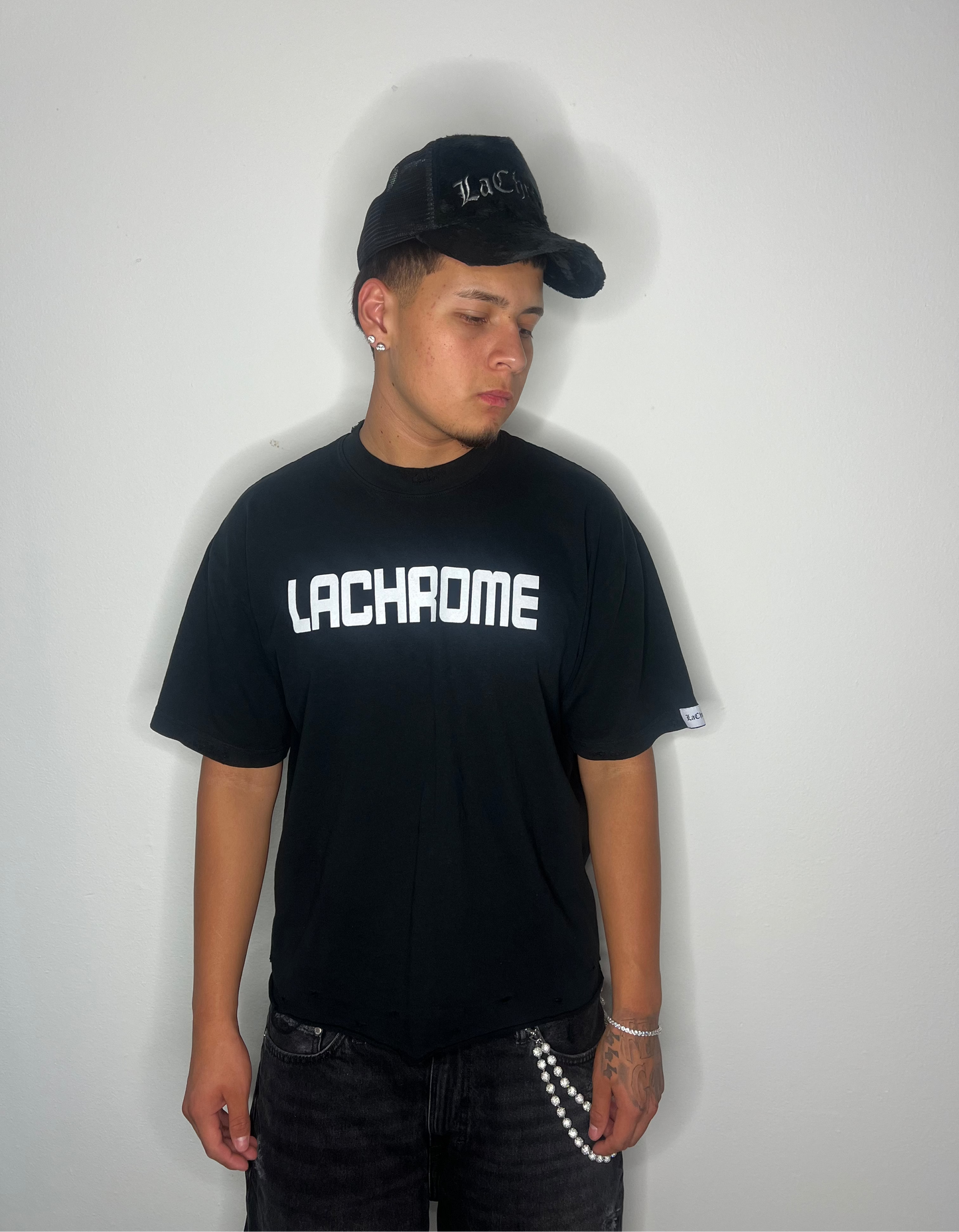 BLACK LACHROME DISTRESSED TEE