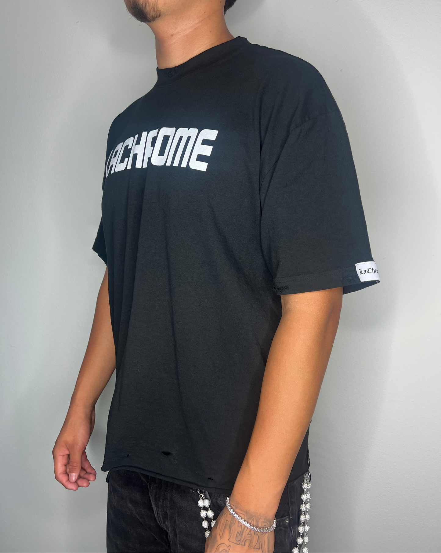 BLACK LACHROME DISTRESSED TEE